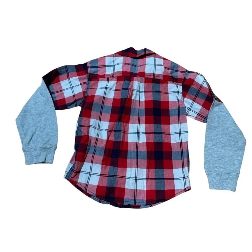 Carter’s Red Paid Shirt Christmas Button Up Long Sleeve Collar Front Pockets 3T